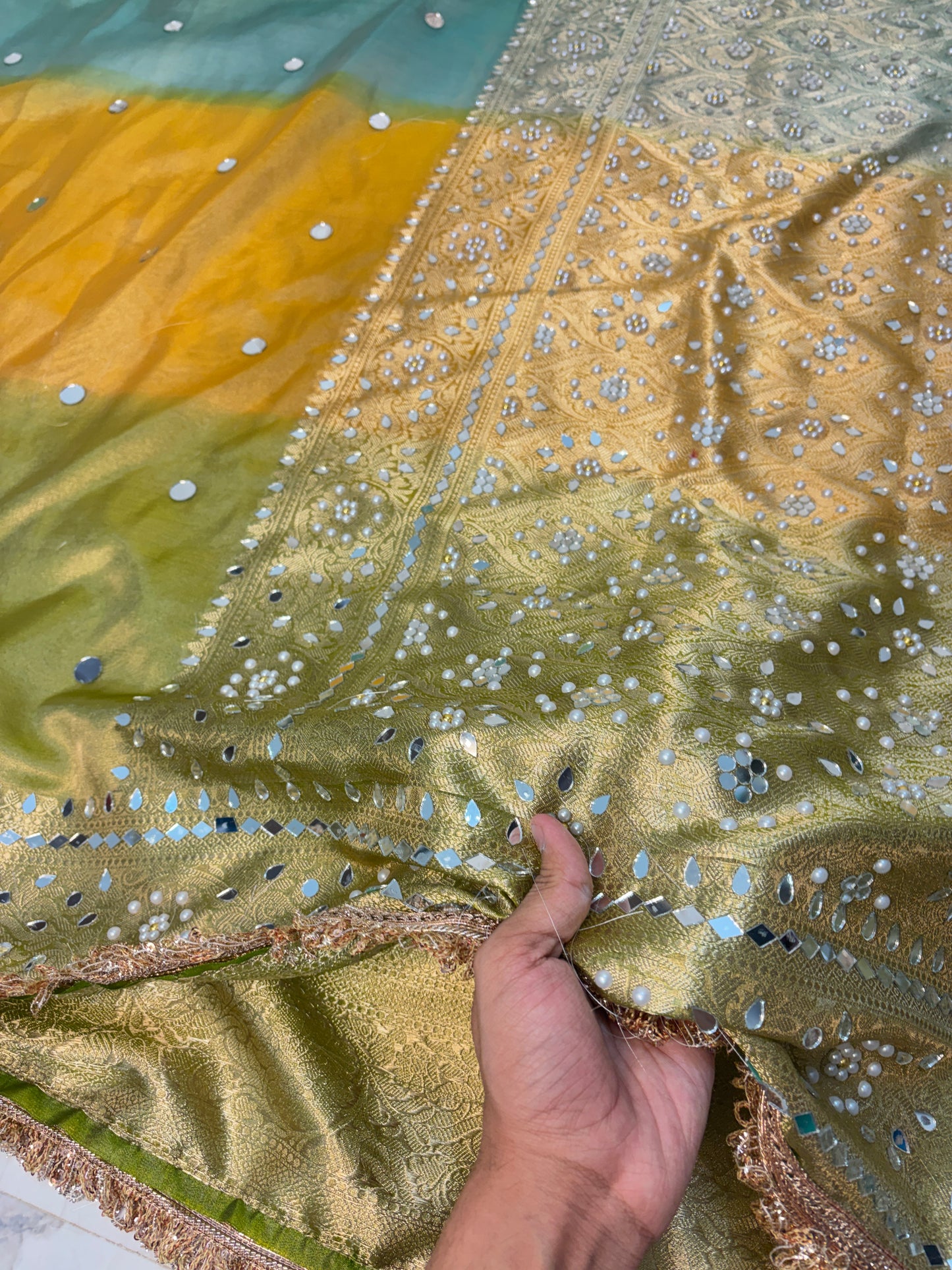 Mirror worked Premium Soft Tissue Saree