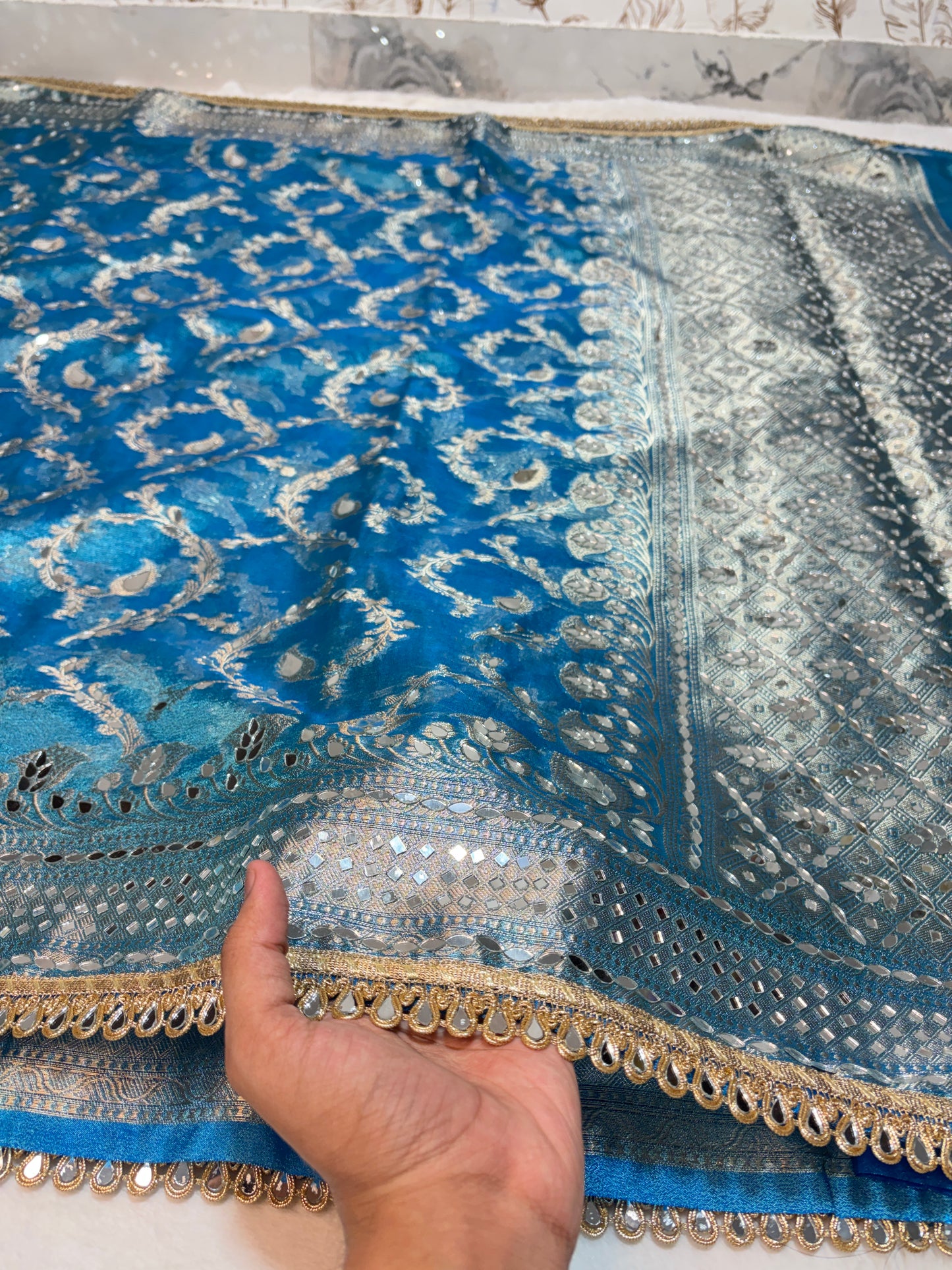 Mirror Handwork Premium Soft Tissue Saree