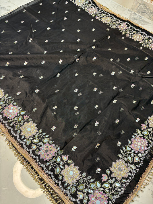 Mirror worked Premium soft Kora Saree
