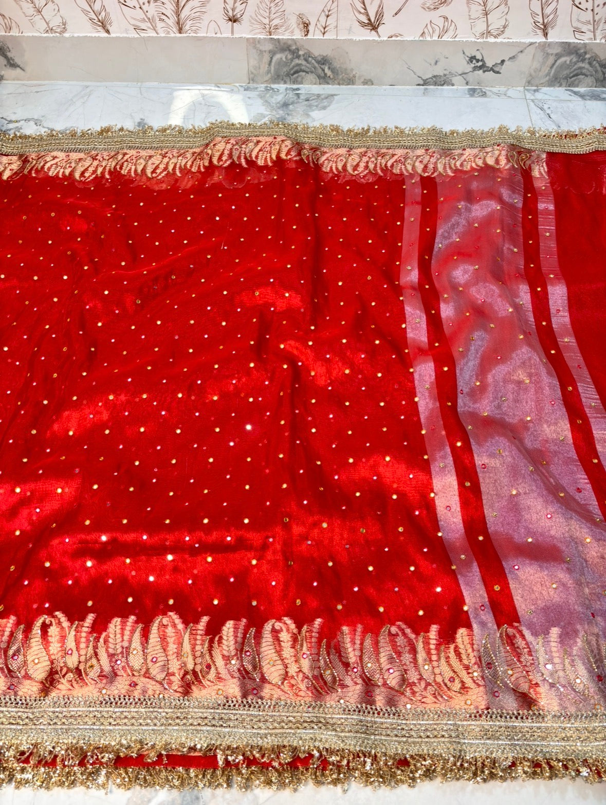 Mirror Worked Premium Soft Tissue Saree