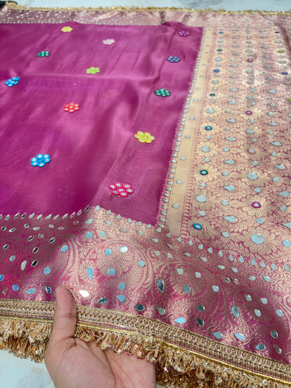 Mirror worked Premium Soft Tissue saree