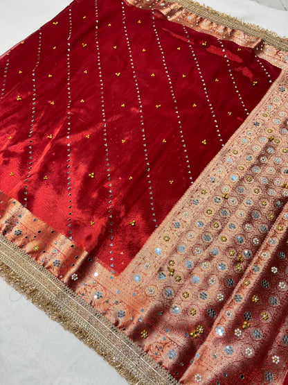 Ghungroo Mirror Handwork Premium Soft Tissue Saree