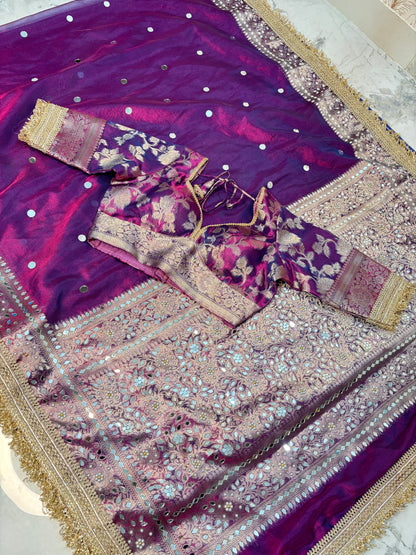 Mirror worked Premium Soft Tissue Saree