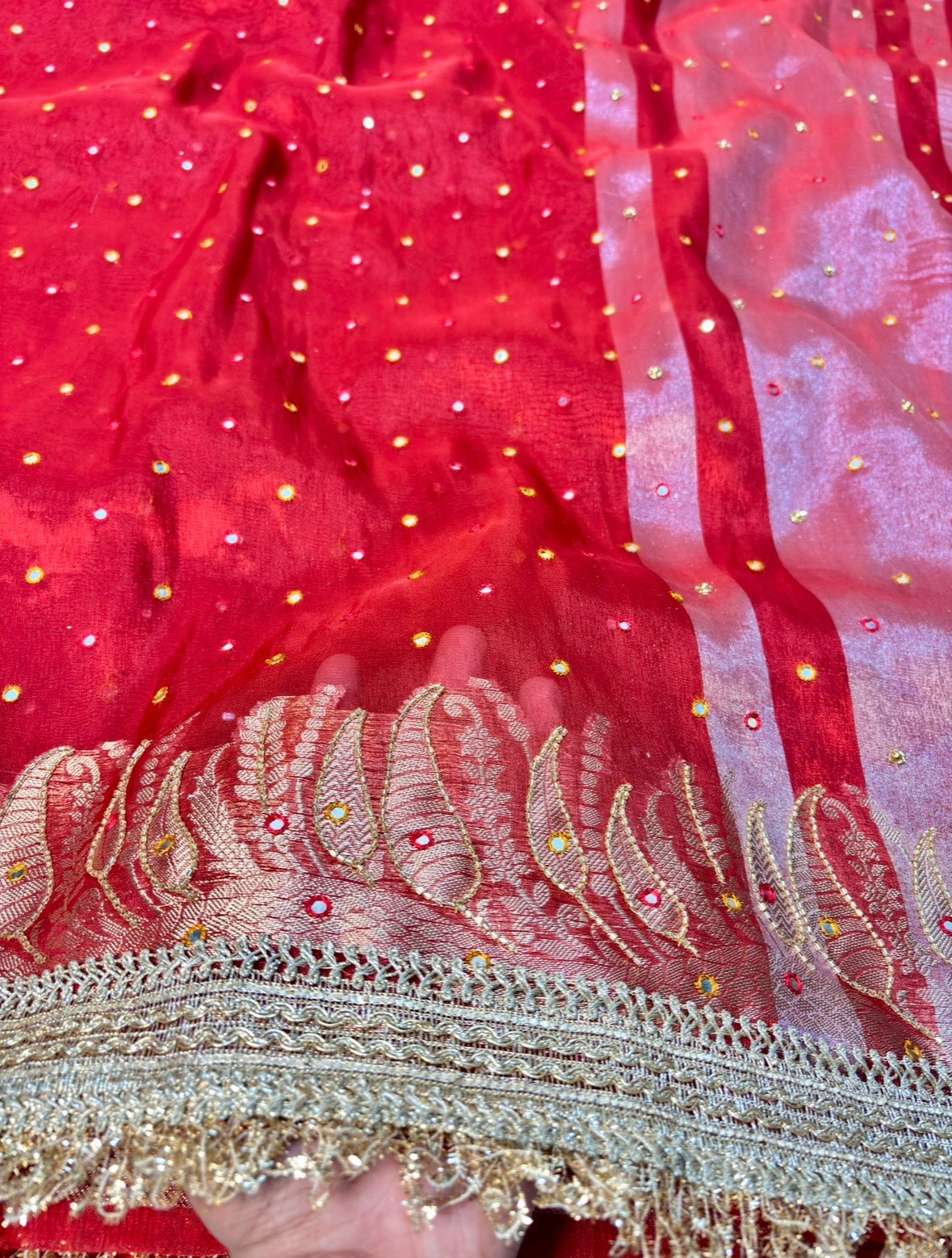 Mirror Worked Premium Soft Tissue Saree