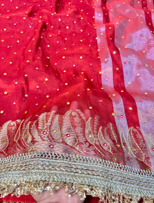 Mirror Worked Premium Soft Tissue Saree