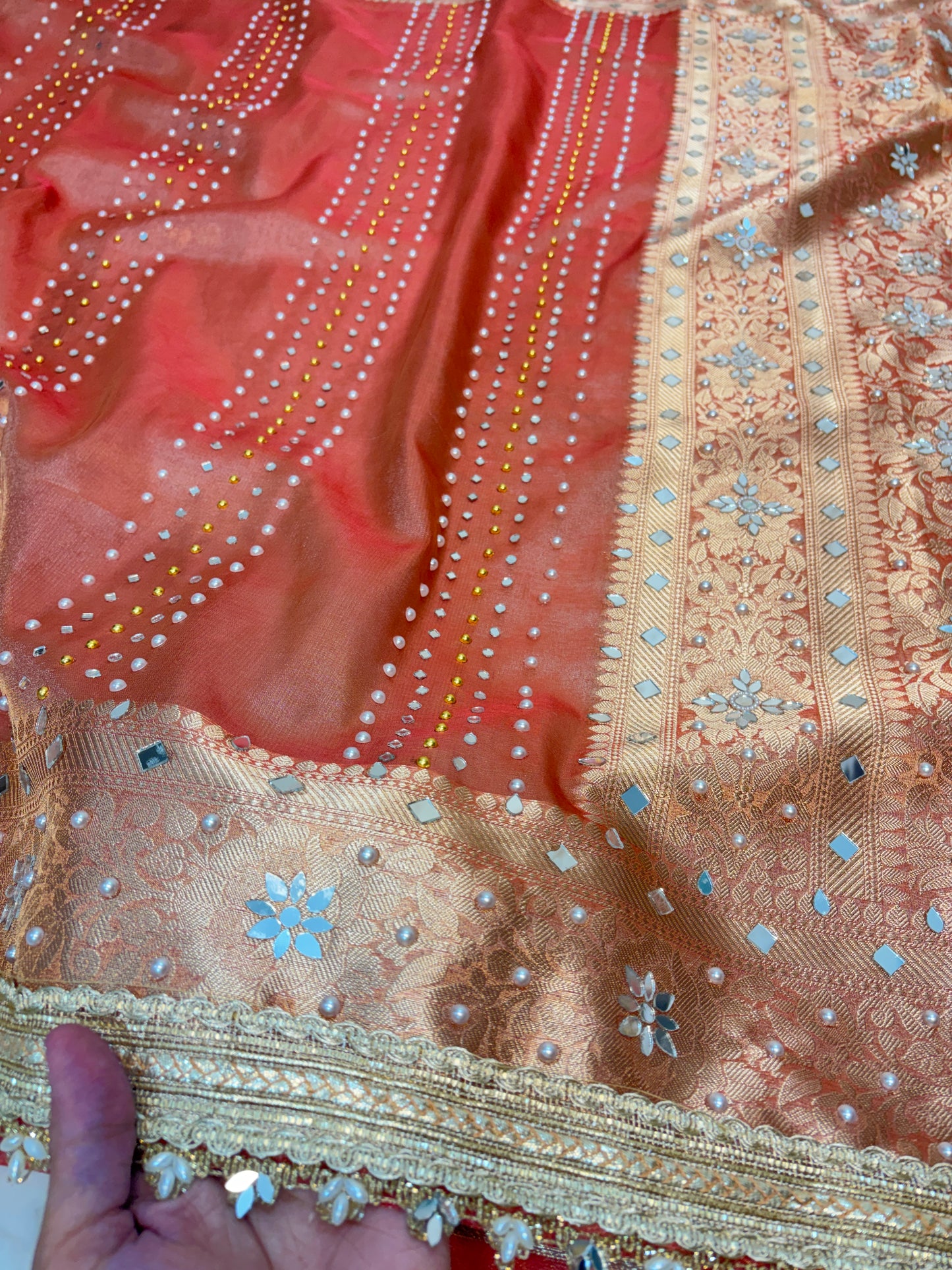 Mirror worked Premium Soft Tissue Saree
