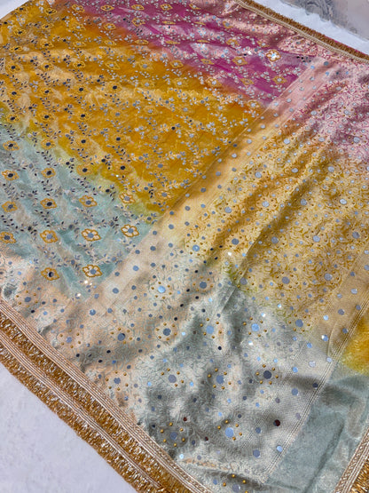 Mirror Handwork Premium Soft Tissue Saree