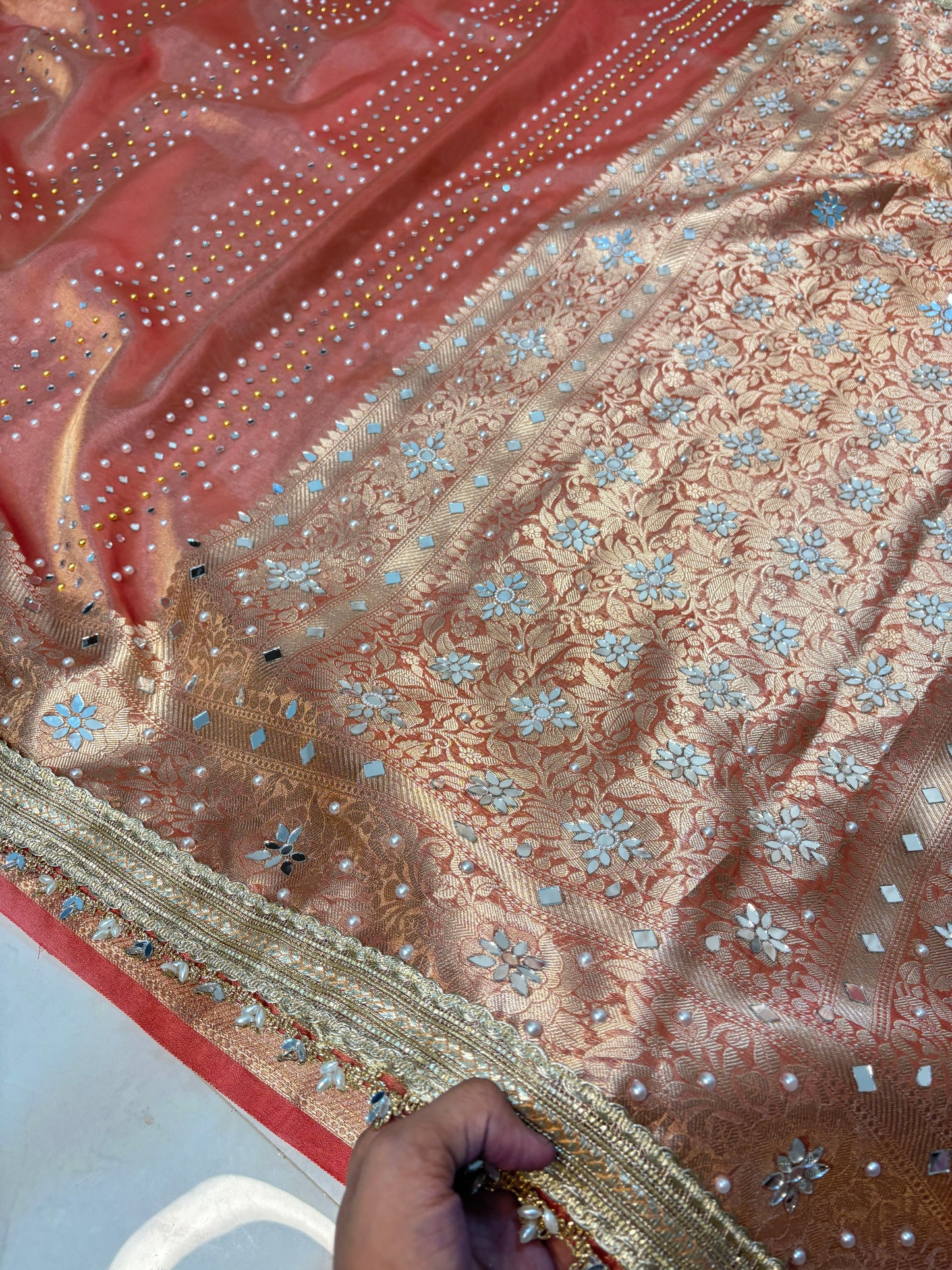 Mirror worked Premium Soft Tissue Saree