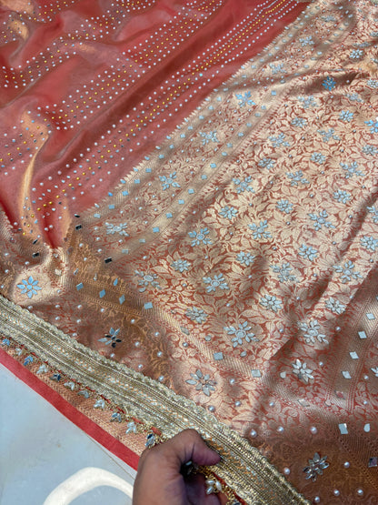 Mirror worked Premium Soft Tissue Saree