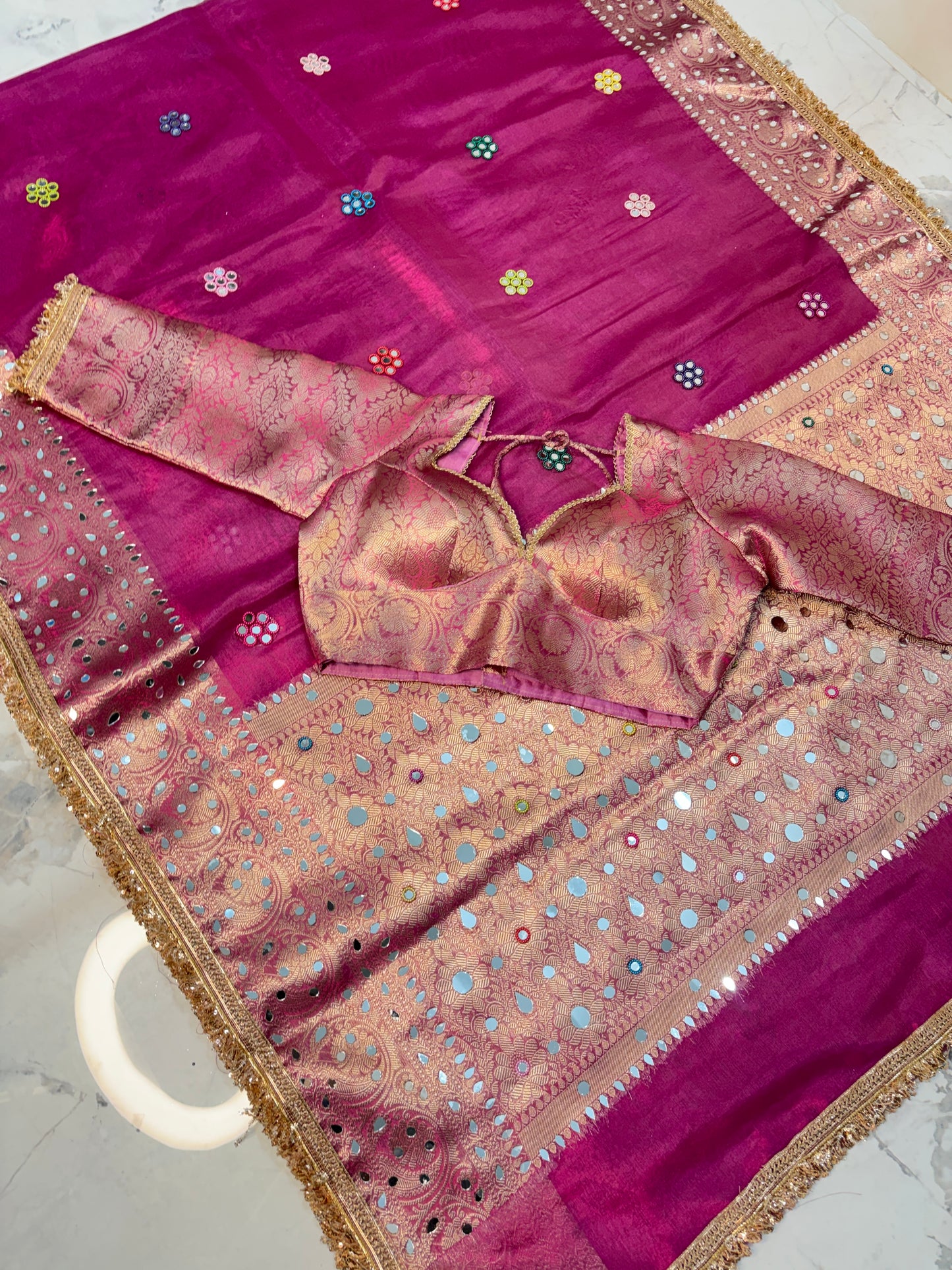 Mirror worked Premium Soft Tissue saree