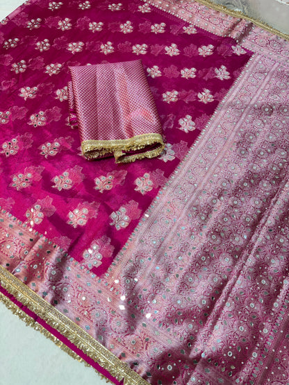 Mirror handwork premium soft Tissue Saree