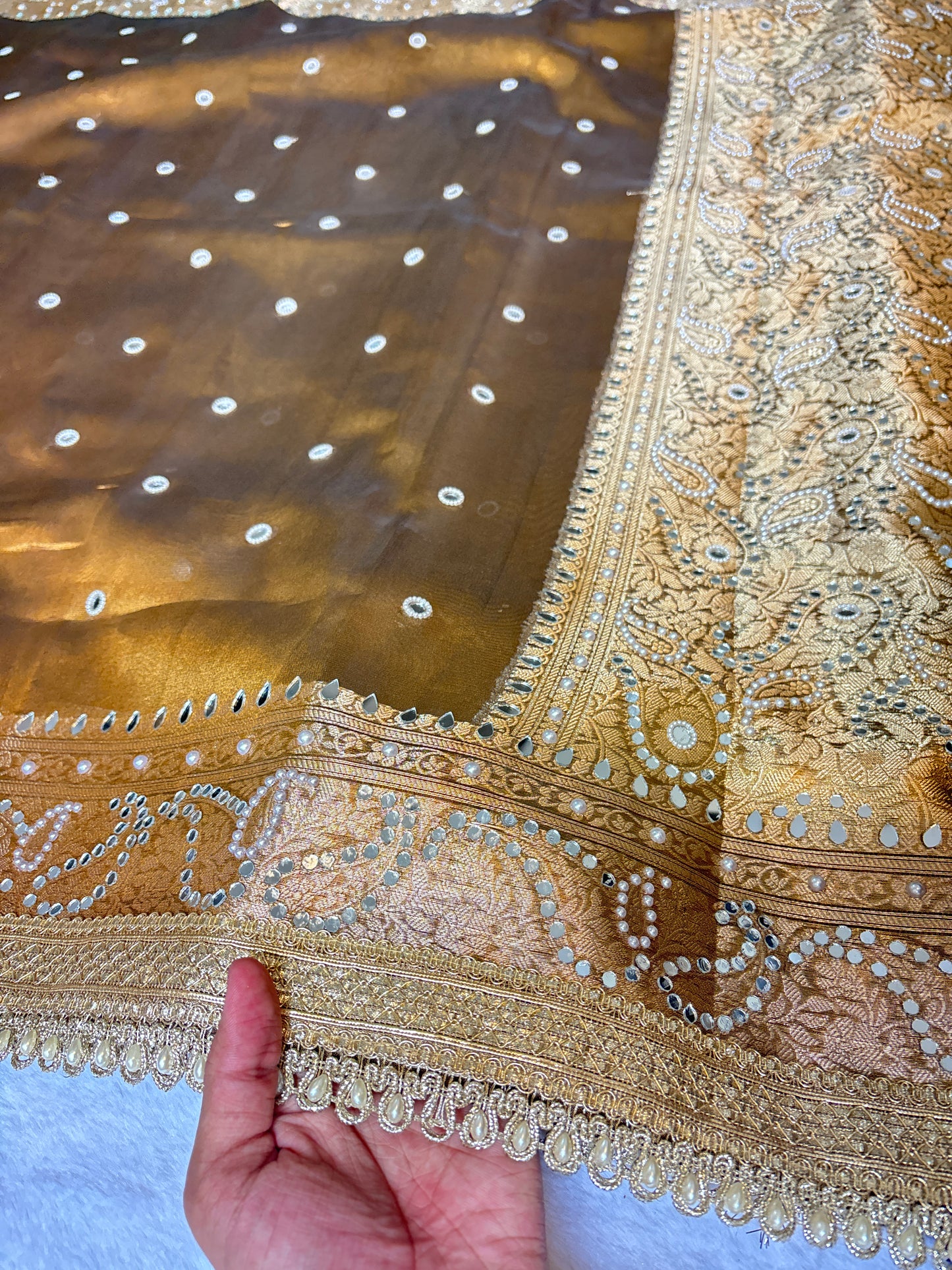 Mirror worked Premium Soft Tissue Saree