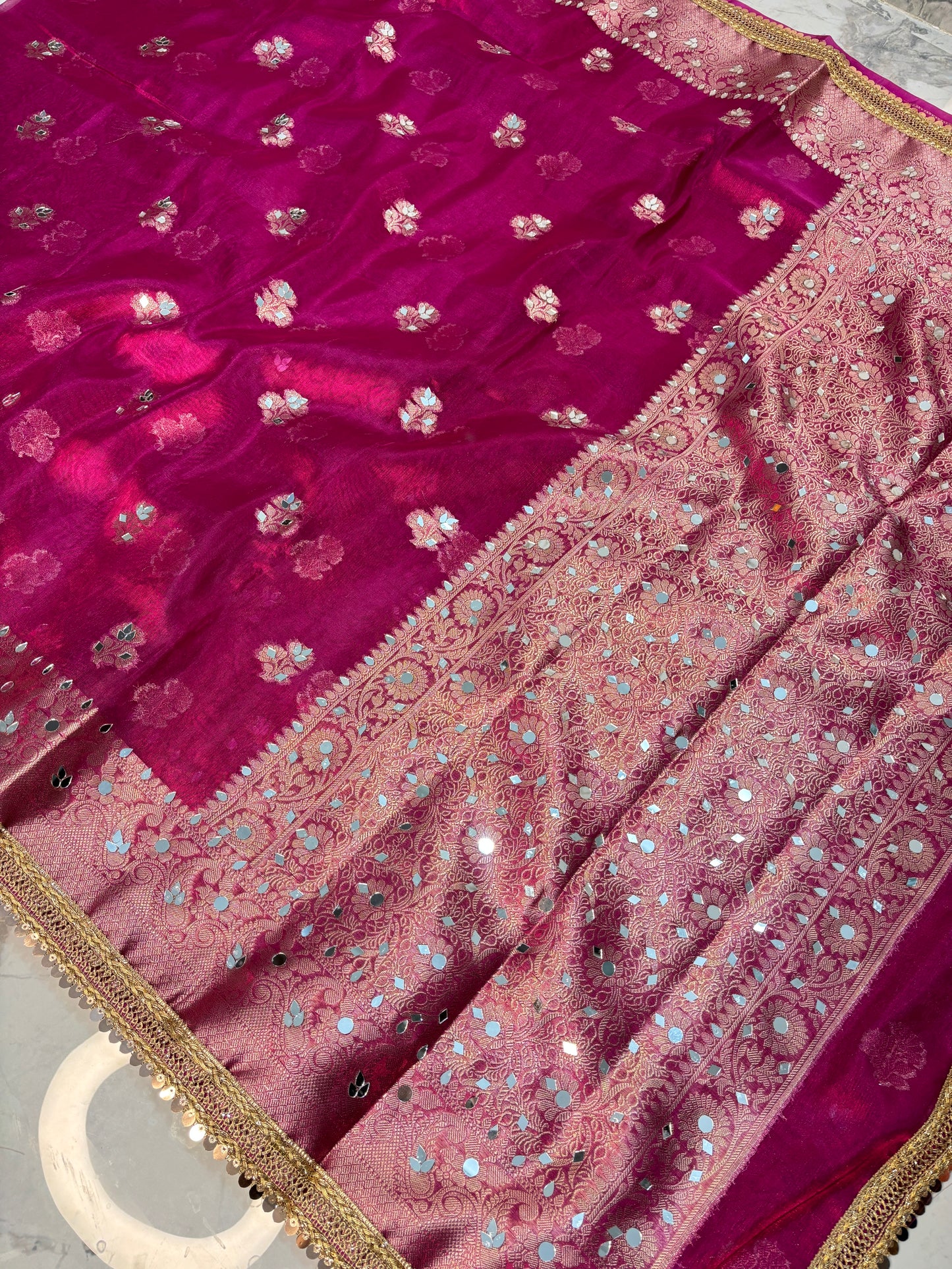 Mirror worked Premium Soft Tissue Saree