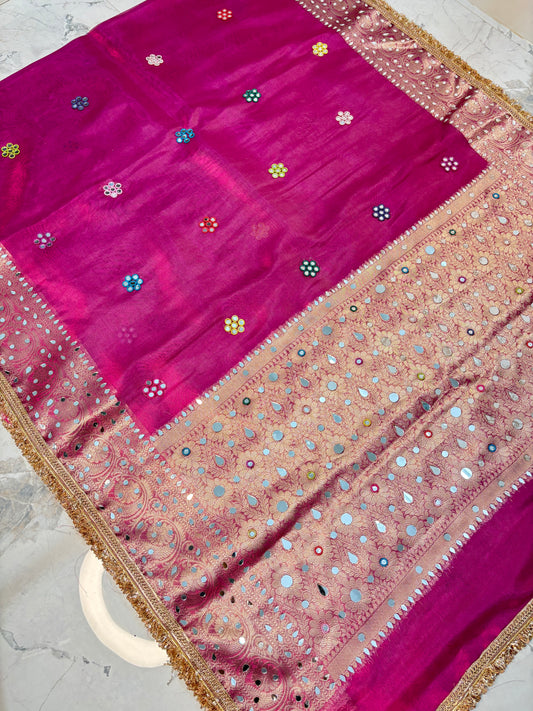 Mirror worked Premium Soft Tissue saree