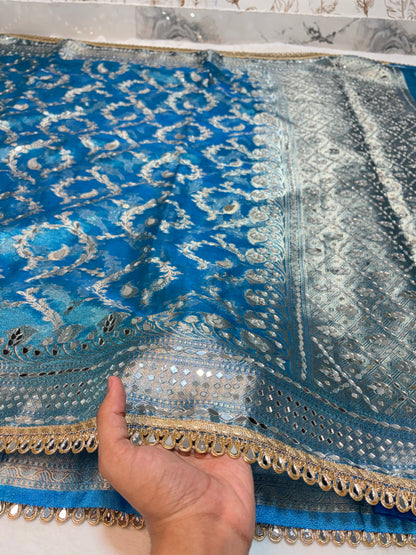 Mirror Handwork Premium Soft Tissue Saree