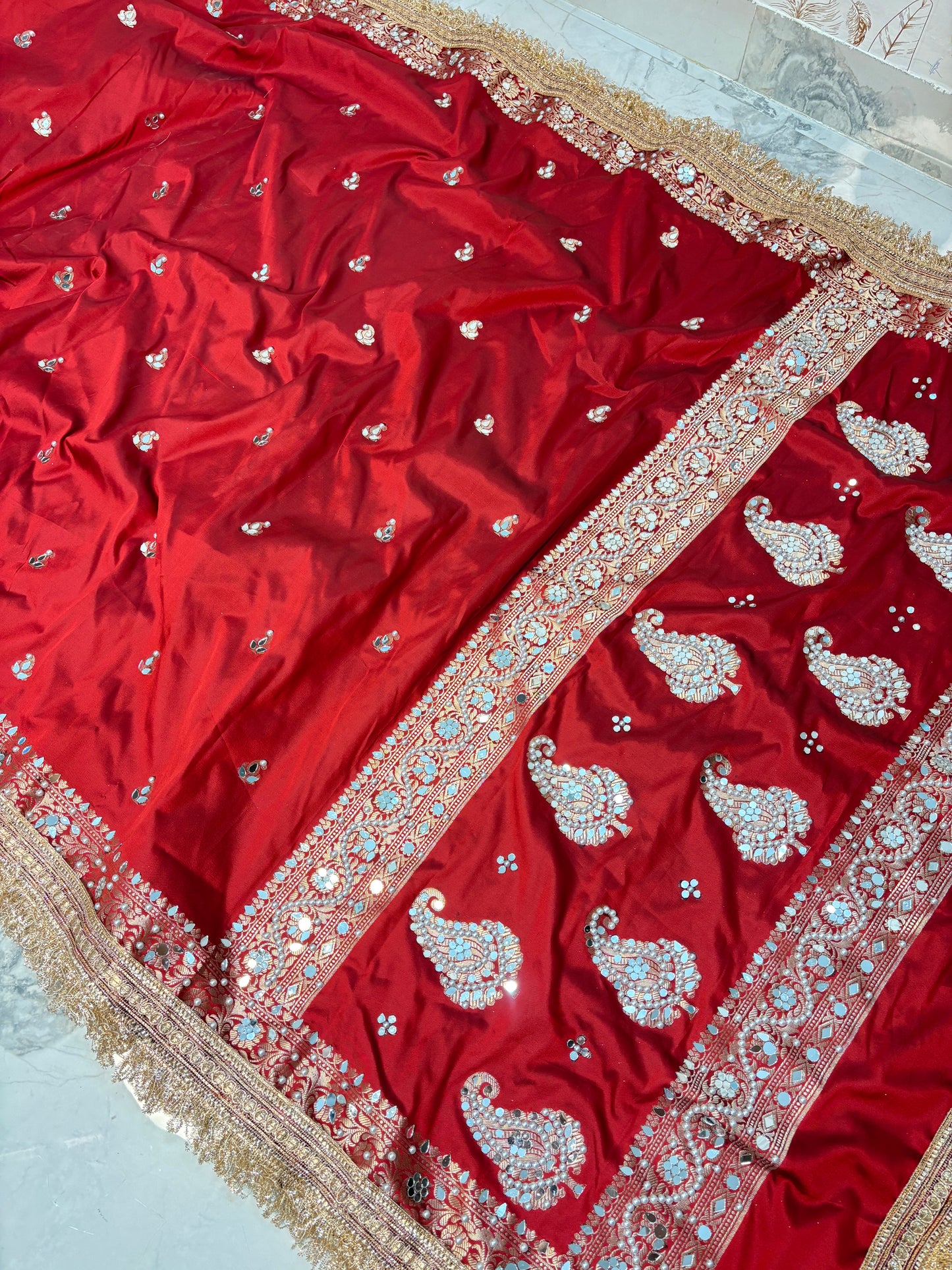 Mirror worked Premium Soft Catlon Silk Saree