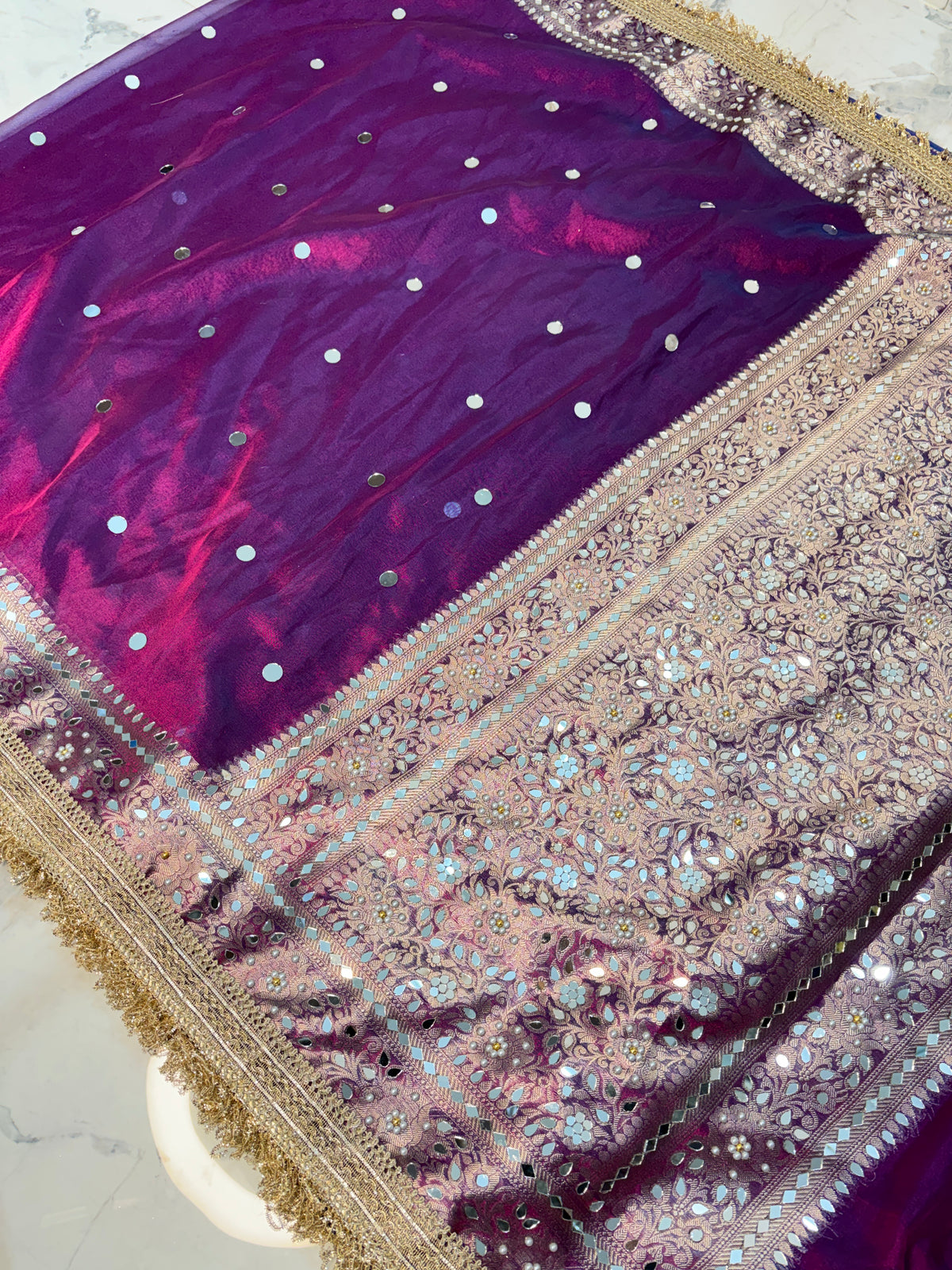 Mirror worked Premium Soft Tissue Saree