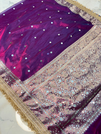 Mirror worked Premium Soft Tissue Saree