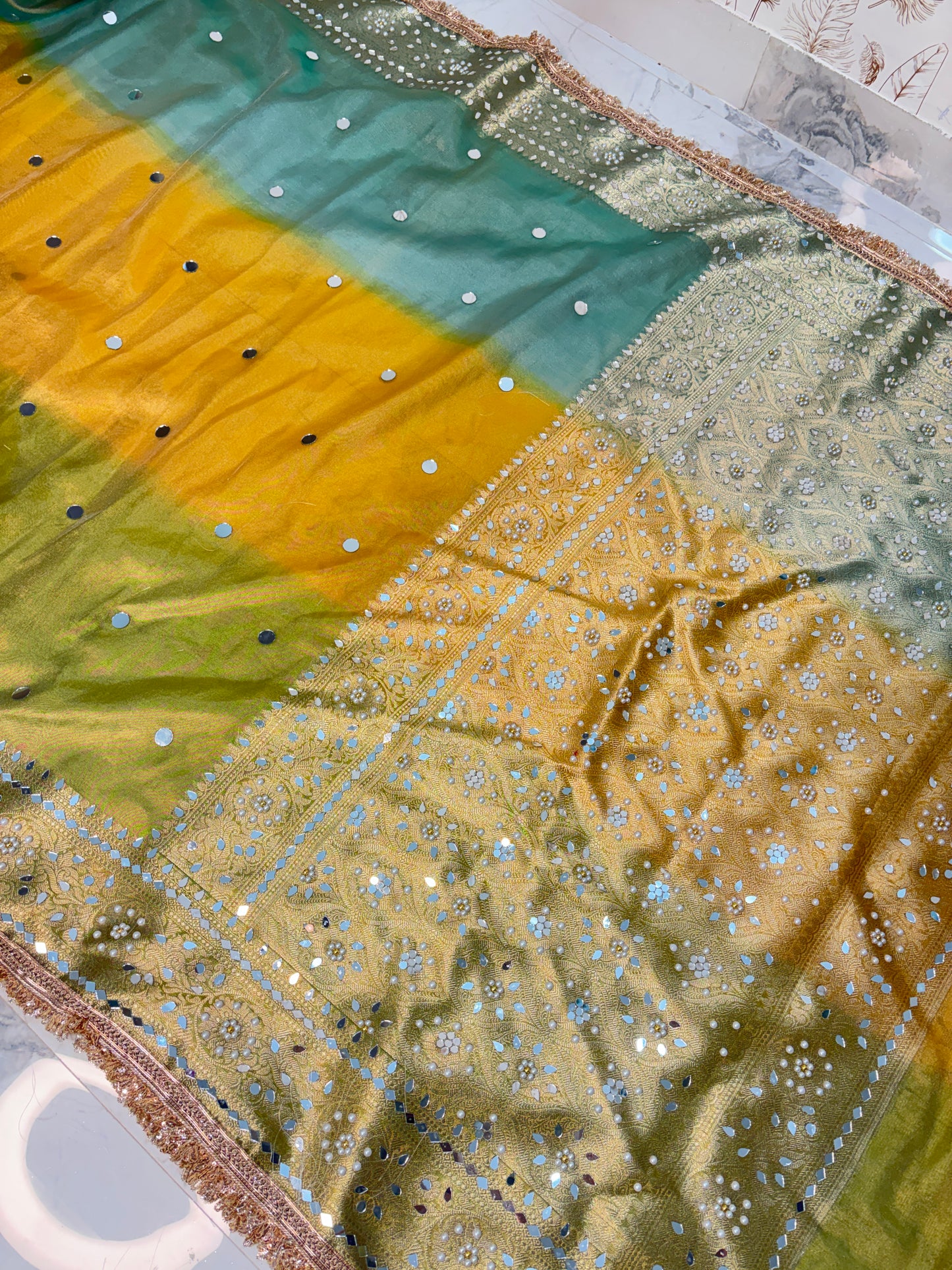 Mirror worked Premium Soft Tissue Saree