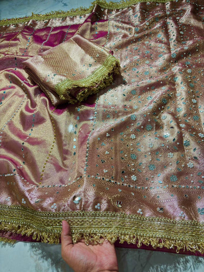 Mirror worked Premium Soft Tissue Saree