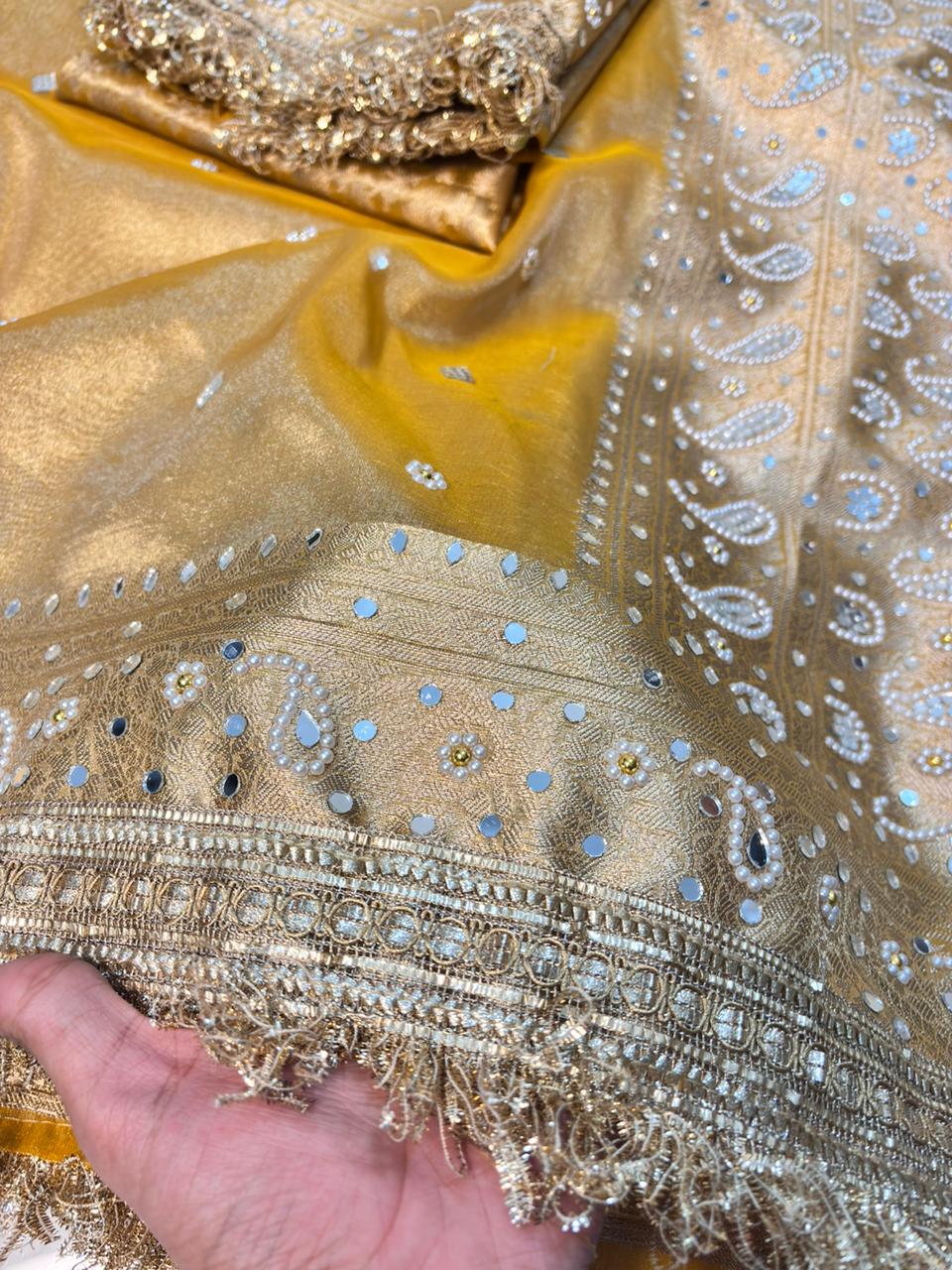 Mirror worked Premium Soft Tissue Saree