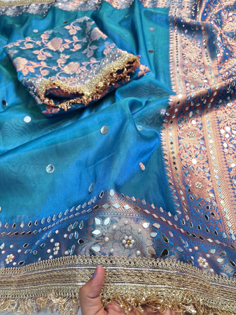 Mirror worked Premium Soft Tissue Saree