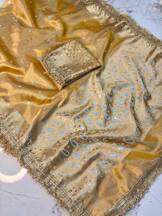 Mirror worked Premium Soft Tissue Saree