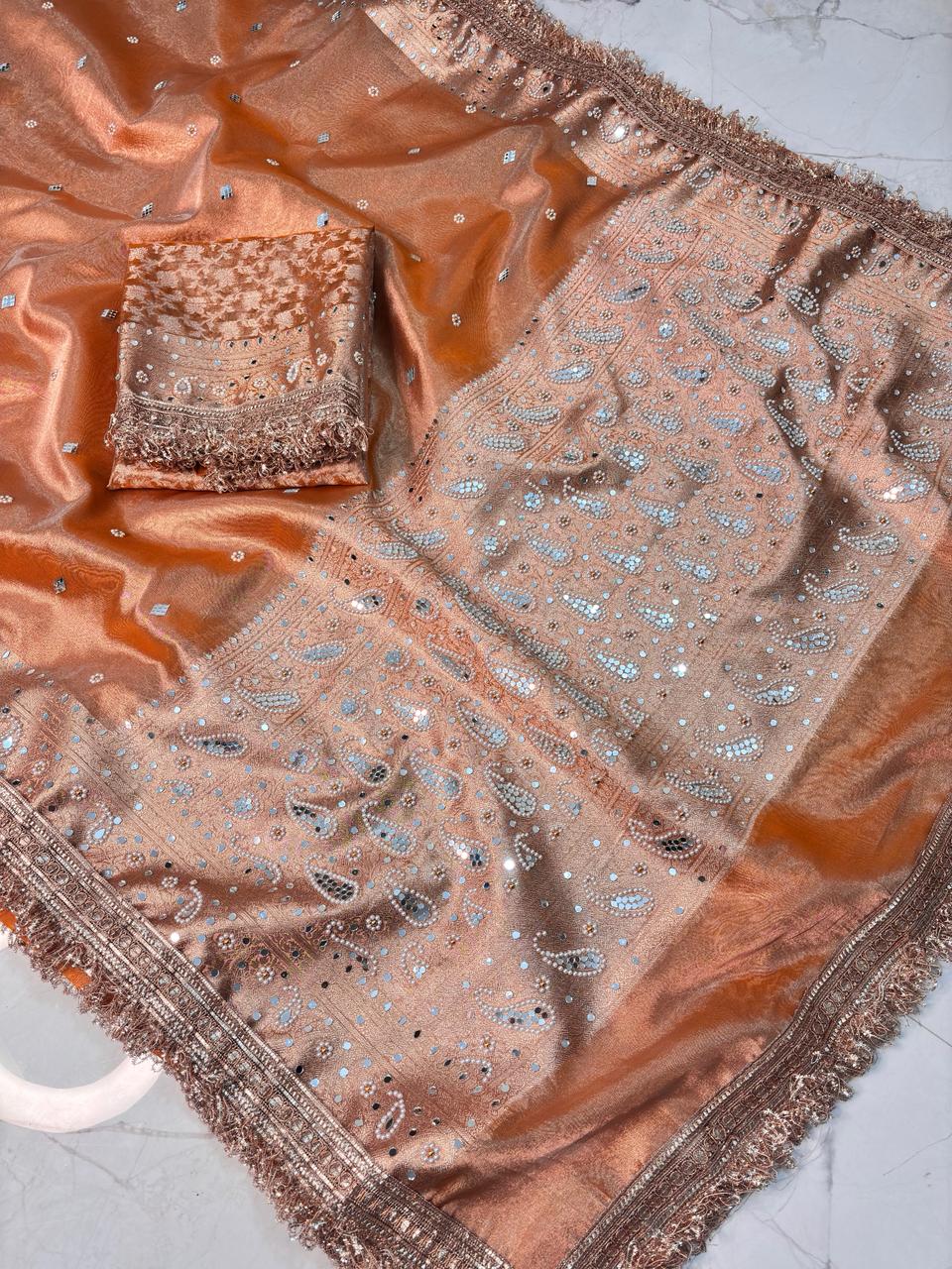 Mirror worked Premium Soft Tissue Saree