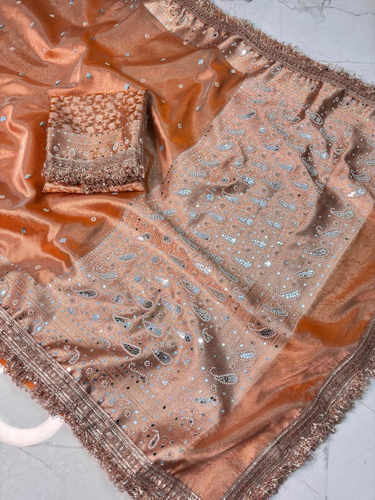 Mirror worked Premium Soft Tissue Saree
