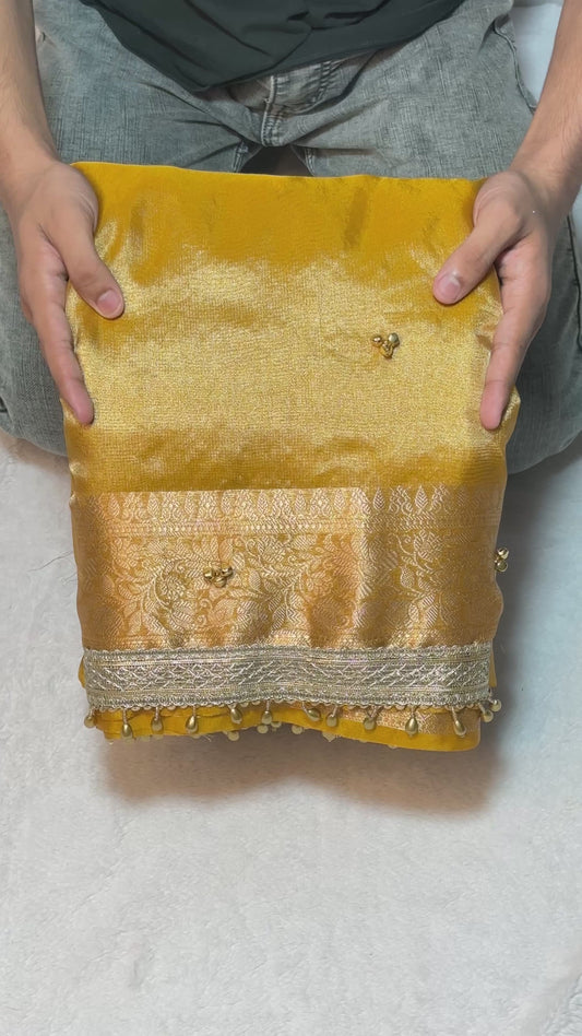 Ghungroo Handwork Premium Soft Tissue Saree