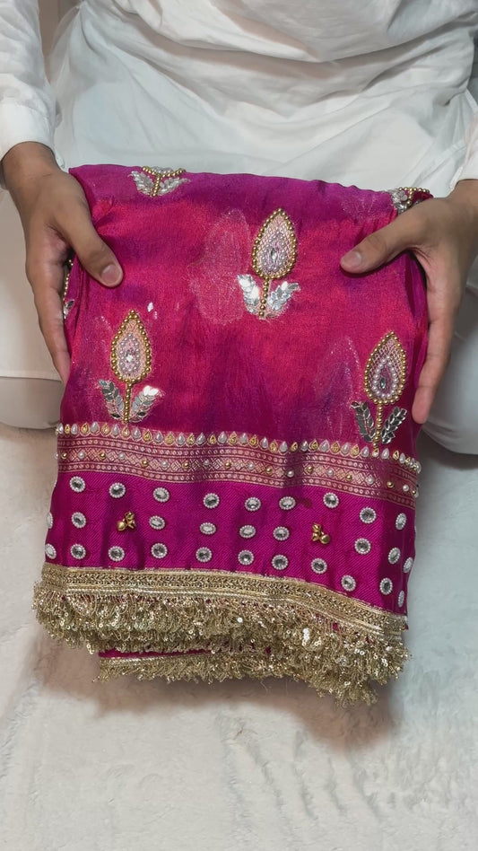 Ghungroo Mirror Handwork Premium SuperSoft Tissue saree