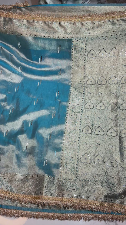 Mirror worked Premium Soft Tissue Saree