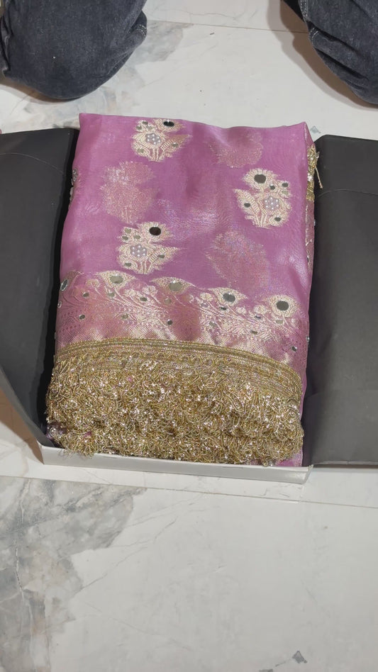 Mirror worked Premium Soft Tissue Saree